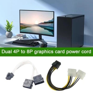 18cm 8 Pin PCI Express Male To Dual LP4 4Pin Molex Adapter Power ZSY Cable C5I4 - Photo 1/17