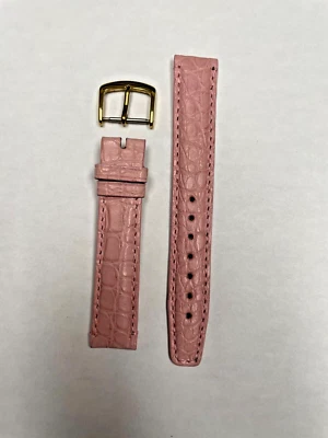 Correa de reloj cocodrilo genuino rosa bebé 15 mm - EE. UU. Foto 1 de 3