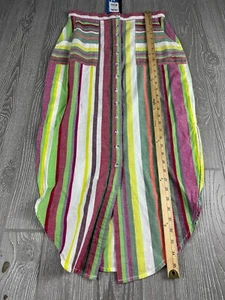 Kavu STRIPED SKIRT Vonn Multicolor Pockets Button Up Side Slit Size S NWT - Picture 1 of 9