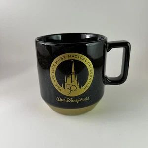 Starbucks Disney World Park 50th Anniversary Black Gold Coffee Mug Ceramic Cup - Picture 1 of 3