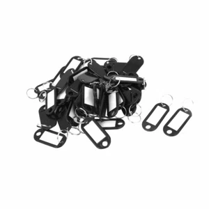 50pcs Black Plastic Luggage Fobs ID Label Name Tag Badge Clip Holder Keyring - Picture 1 of 1