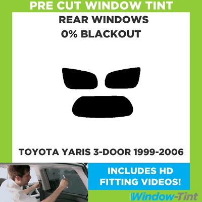 For Toyota Yaris 3-door 1999-2006 Pre Cut Window Tint Rear 0% Blackout Film - Image 1 of 4