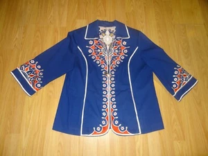 Giacca donna taglia media blu royal con cerniera davanti con ricamo - Foto 1 di 3
