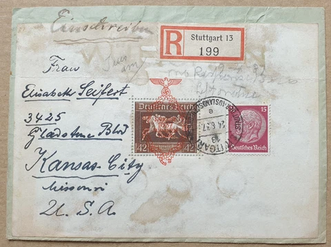 Germany 4th RUNNING OF THE BROWN RIBBON HORSE RACES Letter to Kansas City #9013 Cover
