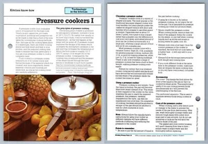 Pressure Cookers I - Know-How - Working Woman's 1980s Recipe Card - Picture 1 of 1