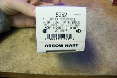 NEW Arrow-Hart 5352 Duplex Receptacle, 20A, 125V 2-P, 3-W, Brown - Image 1 of 3