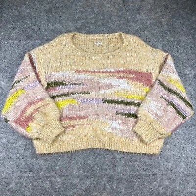 Pilcro Anthropologie Womens Sweater Sz 2X Beige Multi Soft Rainbow Relaxed - Image 1 of 4