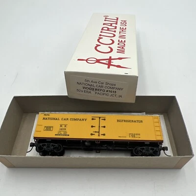 ACCURAIL HO 50's ERA NATIONAL CAR COMPANY 40' WOOD REEFER #1615 IN BOX/MINT - Image 1 of 4