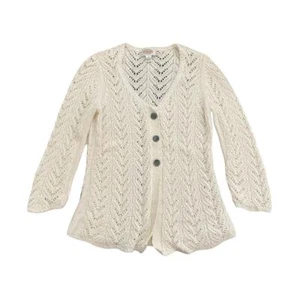1990er Vintage Talbots creme Grobstrick Knopfleiste Langarm Cardigan Pullover Small - Bild 1 von 4