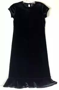 GAP Dress Girls Size XL (12) Black Rayon Stretch Velvet Cap Sleeves Hem Ruffle - Picture 1 of 9