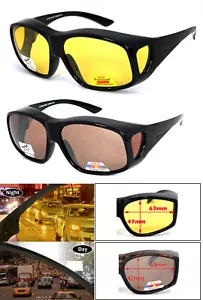Medium FIT OVER PRESCRIPTION GLASSES POLARIZED SUNGLASSES ANTI GLARE DAY NIGHT - Picture 1 of 23