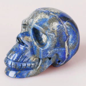 711g 4.1" Natural lapis lazuli & Pyrite jasper Skull Head Carved Carving 0006 - Imagen 1 de 5