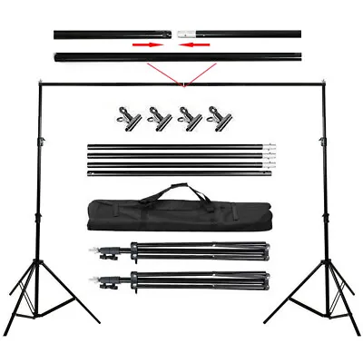 Photography Studio Heavy Duty Backdrop Stand Screen Background Support Kit+Case • 15.69£