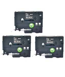 3-Pk/Pack TZ-315 TZe-315 White on Black Label Tape For Brother PT-1880 6mm 1/4" - Picture 1 of 1