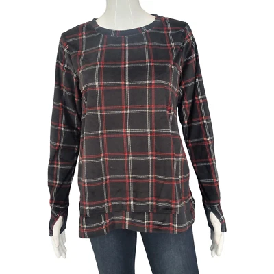 Cuddl Duds Velour Lounge Pijama Top Talla Pequeña Negro Rojo Camisa a Cuadros Prendas para dormir Foto 1 de 4