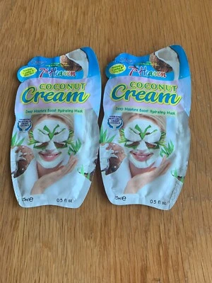 X2 Brand New 7th HEAVEN Coconut Cream Face Mask VEGAN DUO - Image 1 of 3