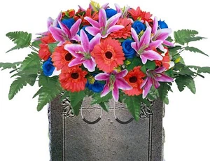 Cemetery Flower Saddles for Grave,Artificial Silk Flower Arrangement for Head... - Picture 1 of 2