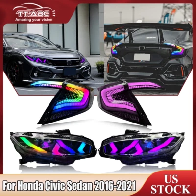 For Honda Civic Sedan 2016-2021 Headlights & Tail Lights Full LED Lamp Assembly Foto 1 de 4