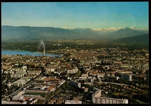 View Of Geneve City & Mountain Mont Blanc Switzerland Postcard - Picture 1 of 2