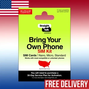 Straight Talk SIM Card (Verizon and T-Mobile) Keep Your Own Phone Kit - Zdjęcie 1 z 6