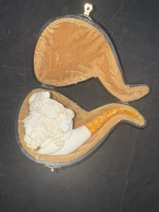 Meerschaum hand carved Old Man Pipe with fitted case Unsmoked - Picture 1 of 12