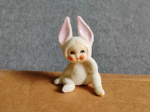 Vintage Lefton Snow Baby Pixie Bunny Sugar Glazed Ceramic Figurine Japan - Picture 1 of 6