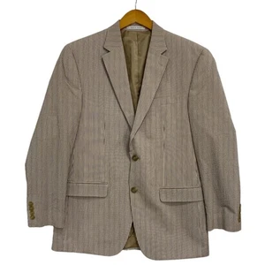 CHAPS Men’s Blazer Suit Jacket Size 40R Taupe Brown Striped Sport Coat - Picture 1 of 12