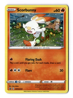 Scorbunny - (Cosmos Holo) SWSH244 SWSH: Sword & Shield Promo Cards Holo Swirl - Image 1 of 3