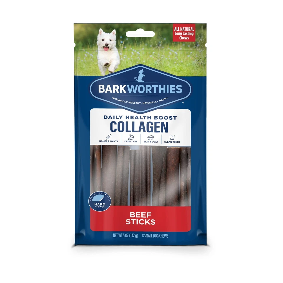 Plain Collagen Sticks - 6 Inch 8 Count (Pack of 1) - Long-Lasting, Single Ing... - Image 1 of 4