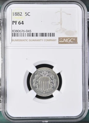 1882 PROOF SHIELD NICKEL NGC PF64 676045 - Image 1 of 2