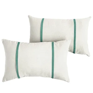Indoor Outdoor Sunbrella Lumbar Pillows, Set of 2, 12x18, Canvas Natural Ivor... - Picture 1 of 9
