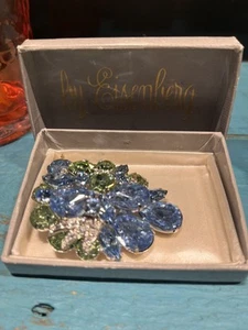 EISenberg Broach Signed blue topaz and Peridot - Picture 1 of 6