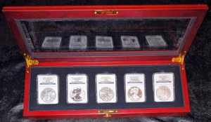 2011 American Eagle 25th Anniversary Set W/ Mahogany Case,"NGC Top Pop" MS 70 - Picture 1 of 15