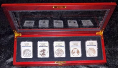2011 American Eagle 25th Anniversary Set W/ Mahogany Case,"NGC Top Pop" MS 70 - Image 1 of 4