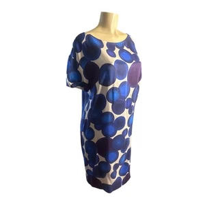 Etuikleid Damen 40 US-8 Dries van Noten blau weiß bedruckt Kreis 100 % Seide - Bild 1 von 6
