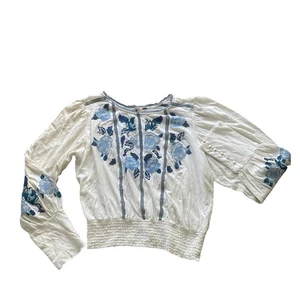 Blusa Free People Recortada Manga Larga Romántica Botones Manga Abajo XL - Imagen 1 de 7