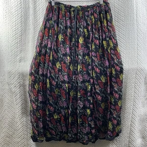 Vintage Papillon Blumen Midi Rock Indien Hippie Festival Boho Gypsy One Size M L XL - Bild 1 von 15