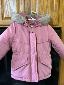 V-Osh Kosh B'Gosh Winter Coat, Mauve Pink, Faux Fur Hood Trim Girls 4T - Picture 1 of 10