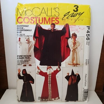 McCall's COSTUME Pattern p456 3 EASY Pcs Santa Wizard Ghost Dracula Angel Witch - Image 1 of 2
