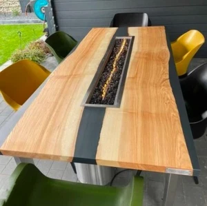 Live Edge Wooden Epoxy Black Table, Epoxy Dining Table, Wooden Resin Table top - Picture 1 of 2