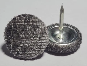 Silver Grey Chenille Upholstery Nail Back Button 18mm and 23mm - Picture 1 of 1