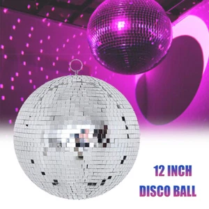 12" Mirror Glass Disco Ball Large Home Party Bands Club DJ Dance Stage Lighting - Picture 1 of 12