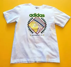 adidas Originals Trefoil Tennis White Graphic Tee Medium - Picture 1 of 6