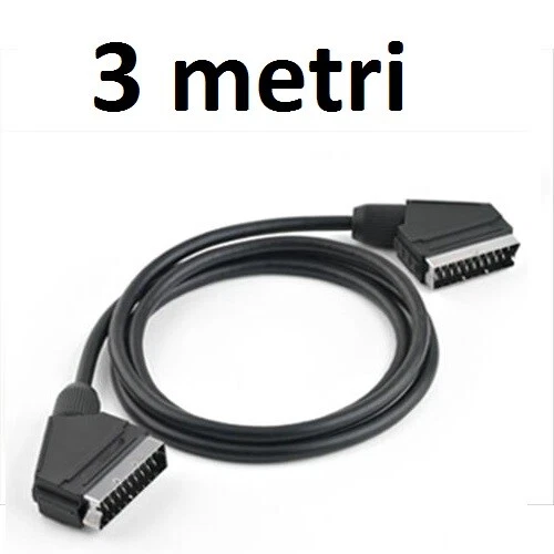 CAVO PRESA SCART 3 METRI  21 PIN TV LETTORE DVD DECODER CASSETTE VHS - Immagine 1 di 3