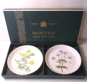 Set of 2 Minton English Bone China by appointment Queen Trinket Dish plates 3.5" - Picture 1 of 12