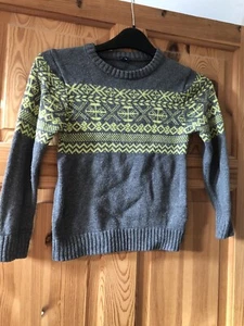 GAP Boys Grey/Green Fine Knit Patterned Jumper Age 5yrs - Picture 1 of 6