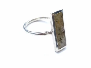 Sterling Silver Rectangle Polished Stone Ring  925 7.75 3 Grams - Picture 1 of 4