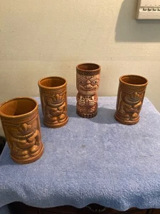 VINTAGE ORCHIDS OF HAWAII - TIKI DRINK MUGS (3) R-91 AND R-3 WITH GREEN EYES - Picture 1 of 14
