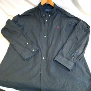 Ralph Lauren 'Polo' Long Sleeve Shirt Black Red Embroidered Logo Slim Fit UK 2XL - Picture 1 of 14