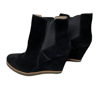 Великолепный женщин Chelsea загрузки Тара на танкетке ботинок замши кожи черный размер 10 - Изображение 1 из 4